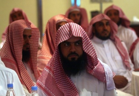 Saudi members of Committee for the Promotion of Virtue and Prevention of Vice are seen during training course in Riyadh